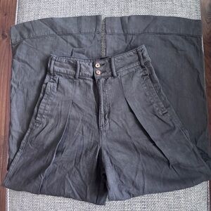 Pilcro Anthropologie NWT Washed Black Two-Button Closure Wide Leg Pants | Sz 27